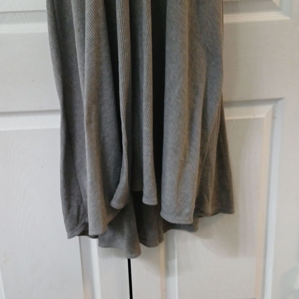 Signature by Robbie Bee gray ribbed gathered short sleeve cowl collar dress Sz M - Picture 2 of 9